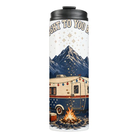 4. Juli-Campinganhänger Berge Thermosbecher (Vorderseite)