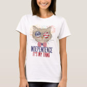 4. Juli Cat and Funny Independence Day T - Shirt (Vorderseite)