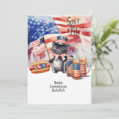 4. Juli Cat Einladungskarte Save the Date Einladung (Stehend Vorderseite)