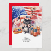 4. Juli Cat Einladungskarte Save the Date Einladung (Vorne/Hinten)