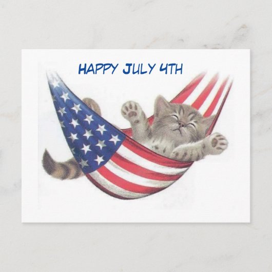 4. Juli Cat Holiday Postkarte (Vorderseite)