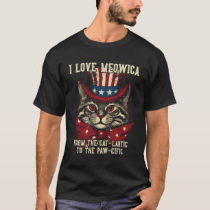 4. Juli Cat Lover I Liebe Meowica Funny Patriotic T-Shirt
