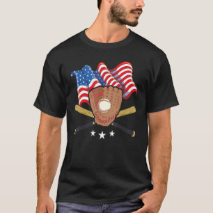 4. Juli Catcher Baseballspieler US-Flagge Sport T-Shirt