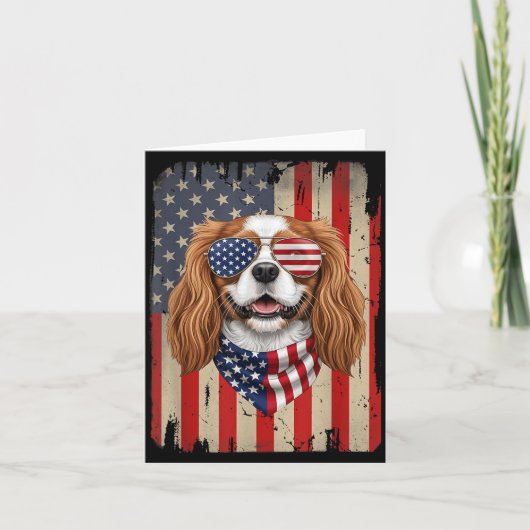 4. Juli Cavalier King Charles Spaniel Hund Karte (Vorderseite)