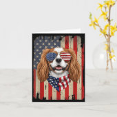 4. Juli Cavalier King Charles Spaniel Hund Karte (Gelbe Blume)