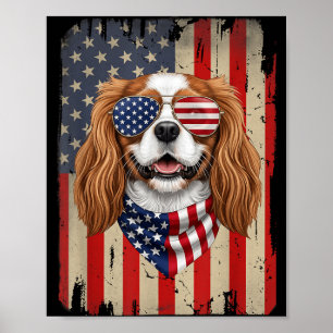 4. Juli Cavalier King Charles Spaniel Hund Poster