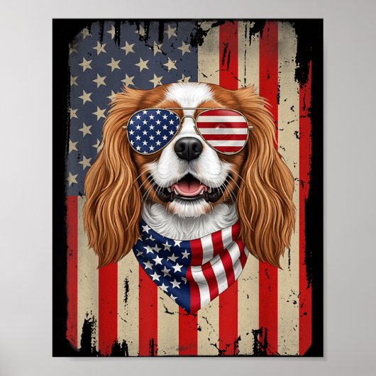 4. Juli Cavalier King Charles Spaniel Hund Poster (Vorne)