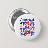 4. Juli Christliche Coquette Bow Amerika Indepen Button (Vorne & Hinten)