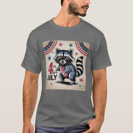 "4. Juli" Cool Raccoon Patriotic T-Shirt