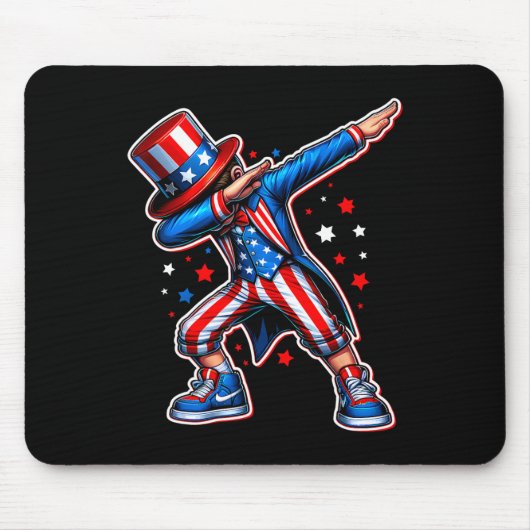 4. Juli Cooler Dabbing Boy American Flag Patriot Mousepad (Vorne)