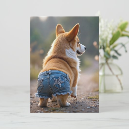 4. Juli Corgi Dog Einladung (Stehend Vorderseite)