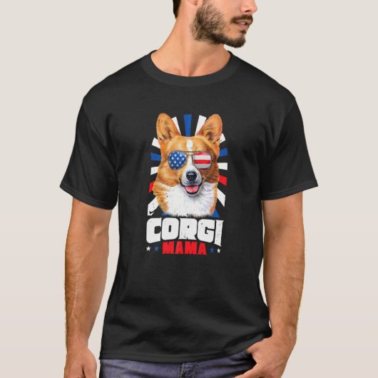 4. Juli Corgi Mama T-Shirt (Vorderseite)