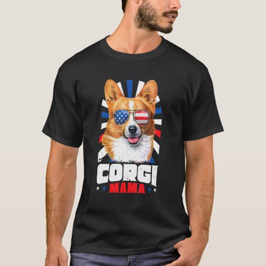 4. Juli Corgi Mama T-Shirt (Vorderseite)
