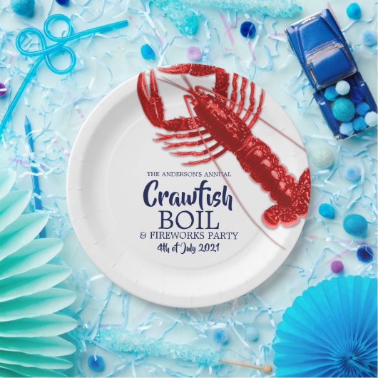  4. Juli Crawfish Boil Sommer Party weiß Pappteller (Party)