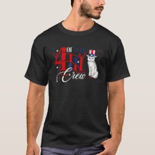 4. Juli Crew Kostüm Katze mit Hut Amerikanisch T-Shirt
