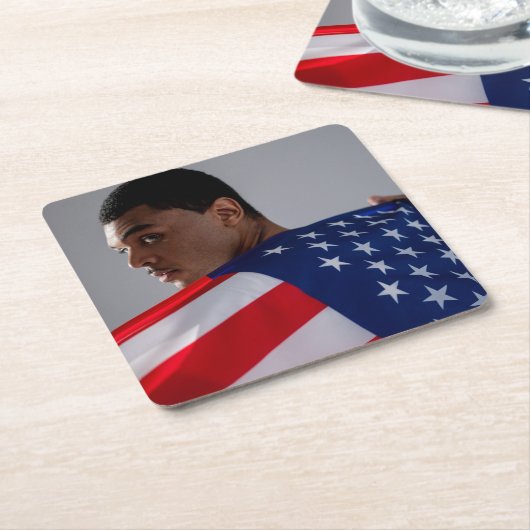 4. Juli Custom 2 Foto doppelseitig Rechteckiger Pappuntersetzer (angewinkelt)