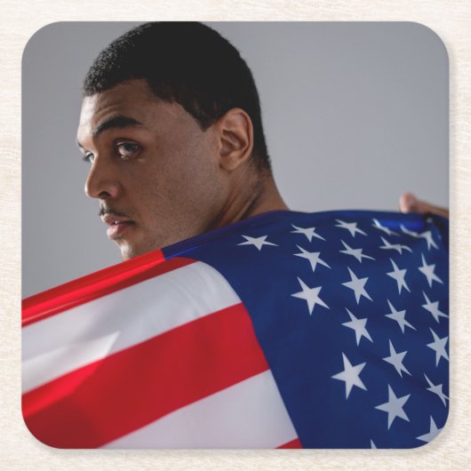 4. Juli Custom 2 Foto doppelseitig Rechteckiger Pappuntersetzer (Vorderseite)