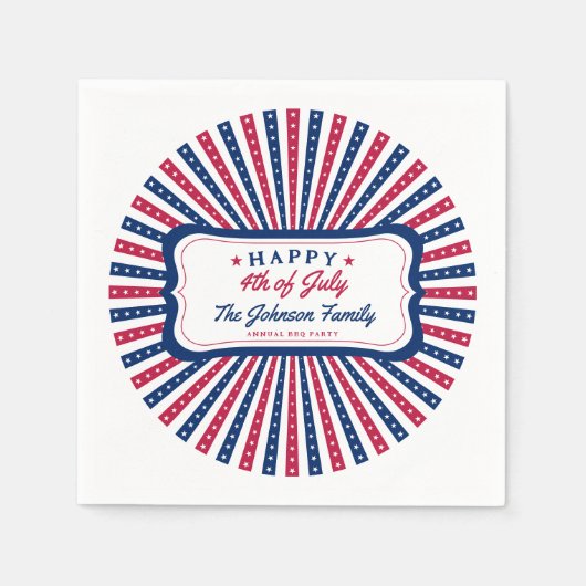 4. Juli Custom American Family Summer GRILLEN Part Serviette (Vorderseite)