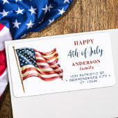 4. Juli Custom American Flag Rücksendeadresse Adressaufkleber