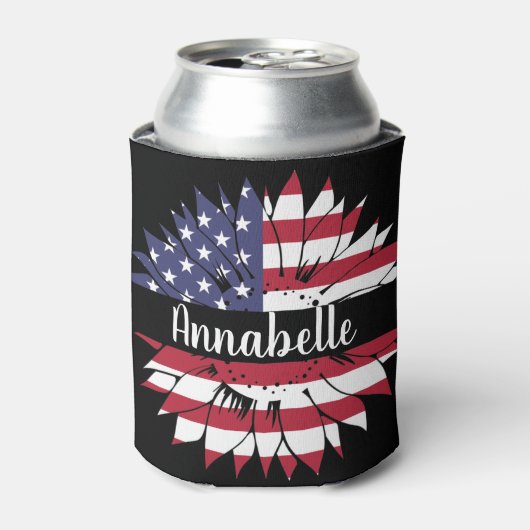 4. Juli Custom Red White und Blue Sunflower Dosenkühler (Kanne Vorderseite)