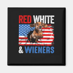 4. Juli Dackel Hundeshirt Rot Weiß und Wien Magnet