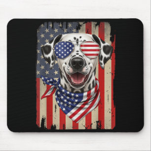 4. Juli Dalmatiner Hund Amerikanische Flagge USA Mousepad