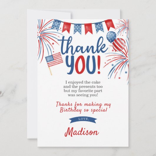 4. Juli Dankeschön Karte (Vorderseite)