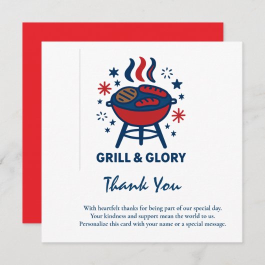 4. Juli Dankeschön Karte - Patriotische Wertschätz (Vorne/Hinten)