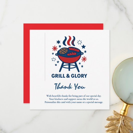 4. Juli Dankeschön Karte - Patriotische Wertschätz (Vorderseite/Rückseite Beispiel)