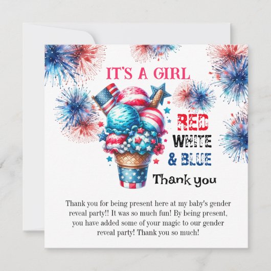 4. Juli Das Mädchen Dankeskarte (Vorderseite)