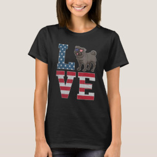 4. Juli-Deko Patriotische Liebe Pug Hund Amerikani T-Shirt