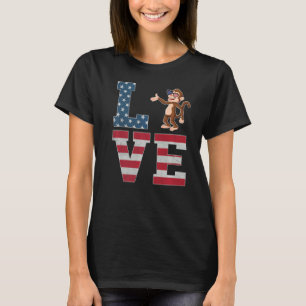 4. Juli Dekor Patriotische Liebe Affe Amerikaner F T-Shirt