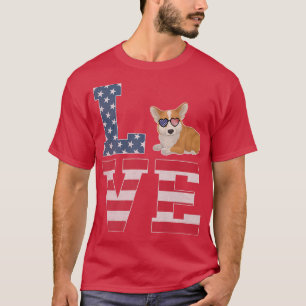 4. Juli Dekor Patriotische Liebe Corgi Dog Amerika T-Shirt