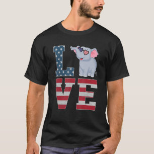 4. Juli Dekor Patriotische Liebe Elefant Amerikane T-Shirt