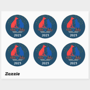 4. Juli Design mit Katze, Hund und Stars Sticker