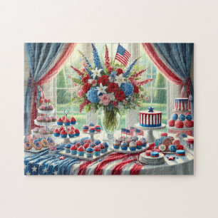 4. Juli Dessert-Tisch Patriotische Süßigkeiten Puzzle