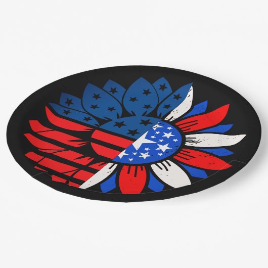 4. Juli Doppelte Blume Pappteller (Schrägansicht)