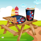 4. Juli Doppelte Blume Pappteller