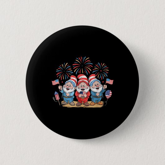 4. Juli drei Gnomes feiern US Independe Button (Vorderseite)