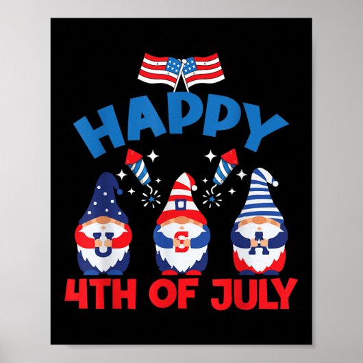 4. Juli drei Gnomes feiern US Independe Poster (Vorne)