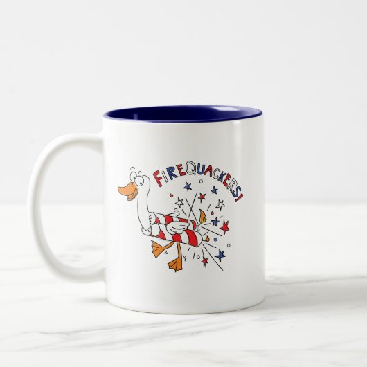 4. Juli Duck Kids Funny Cartoon Zweifarbige Tasse (Links)