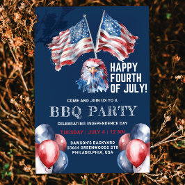 4. Juli Eagle America Flag GRILLEN Party Einladung