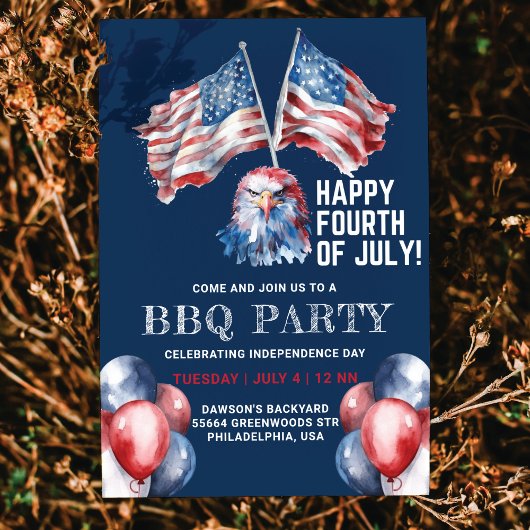 4. Juli Eagle America Flag GRILLEN Party Einladung