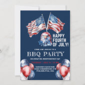 4. Juli Eagle America Flag GRILLEN Party Einladung (Vorderseite)