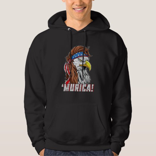 4. Juli Eagle Mullet Murica American Flag USA Hoodie (Vorderseite)