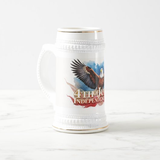 4. Juli Eagle - Patriotisches Kunstdesign Bierglas (Vorderseite Links)