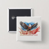 4. Juli Eagle - Patriotisches Kunstdesign Button (Vorne & Hinten)