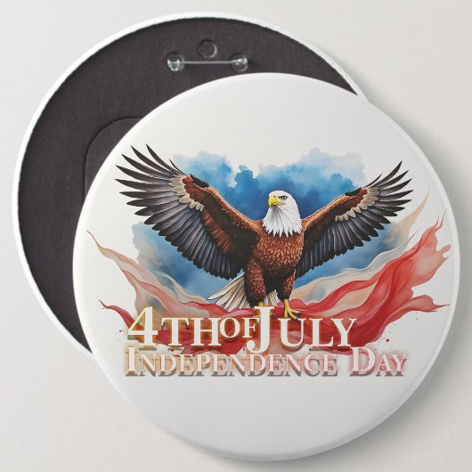 4. Juli Eagle - Patriotisches Kunstdesign Button (Vorne & Hinten)