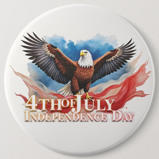 4. Juli Eagle - Patriotisches Kunstdesign Button (Vorderseite)