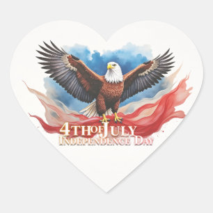 4. Juli Eagle - Patriotisches Kunstdesign Herz-Aufkleber